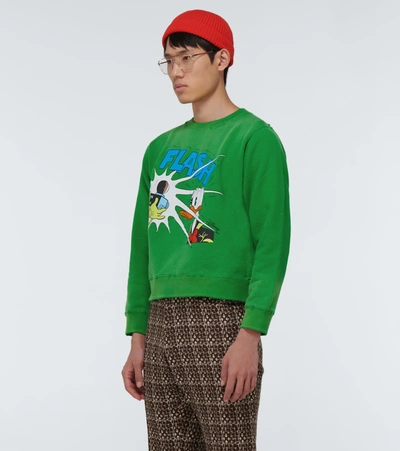 Shop Gucci Disney X  Donald Duck© Cropped Sweatshirt In Green