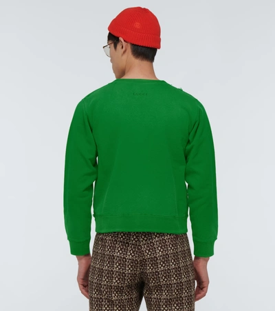 Shop Gucci Disney X  Donald Duck© Cropped Sweatshirt In Green