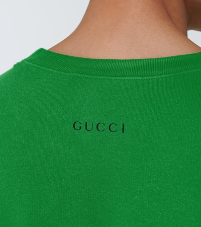 Shop Gucci Disney X  Donald Duck© Cropped Sweatshirt In Green