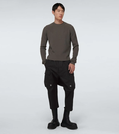 Shop Rick Owens Cargo Cropped Drawstring Pants In Black