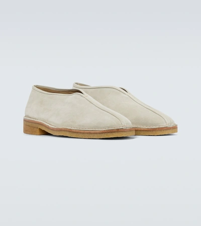 Shop Lemaire Suede Slip-on Shoes In Neutrals