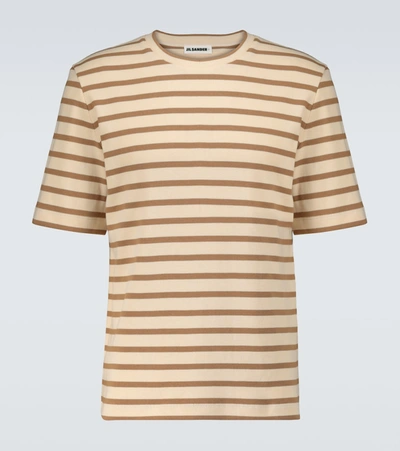Shop Jil Sander Short-sleeved Striped T-shirt In Beige