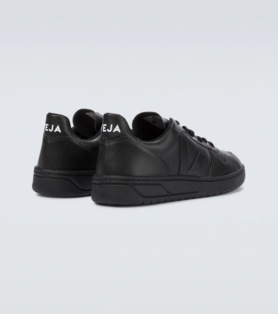 Shop Veja V-10 Leather Sneakers In Black