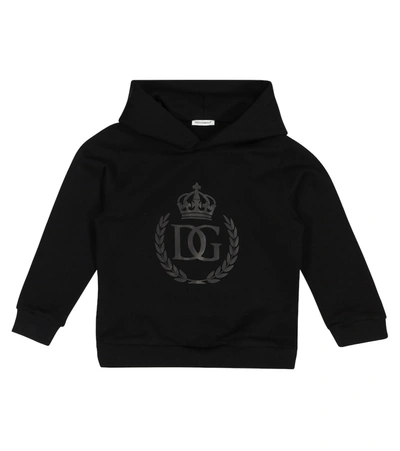 Shop Dolce & Gabbana Logo Cotton Hoodie In Black
