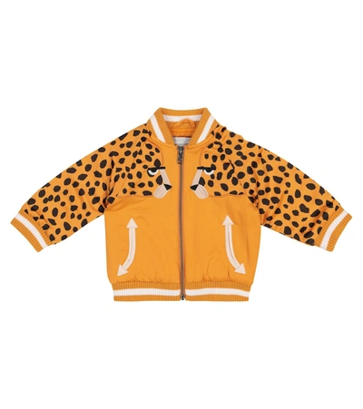 Shop Stella Mccartney Baby Cheetah Satin Bomber Jacket In Orange