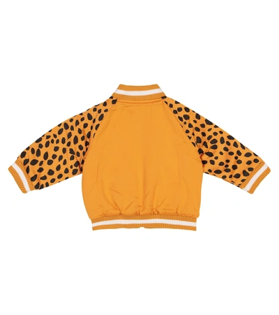 Shop Stella Mccartney Baby Cheetah Satin Bomber Jacket In Orange