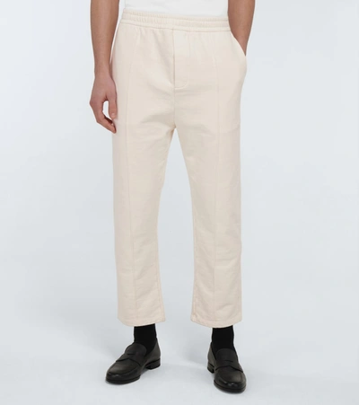 Shop Prada Garment-dyed Cotton Sweatpants In Neutrals