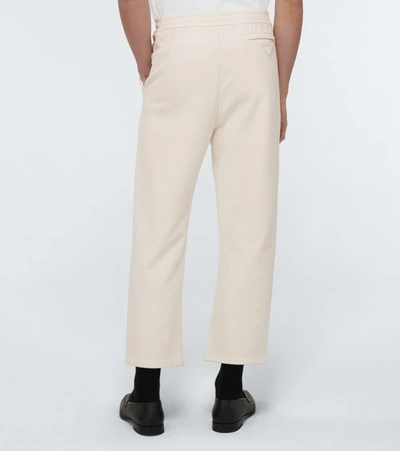 Shop Prada Garment-dyed Cotton Sweatpants In Neutrals