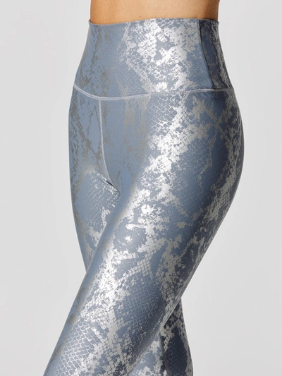 Shop Carbon38 Metallic Snake High Rise Legging In Steel Blue,silver