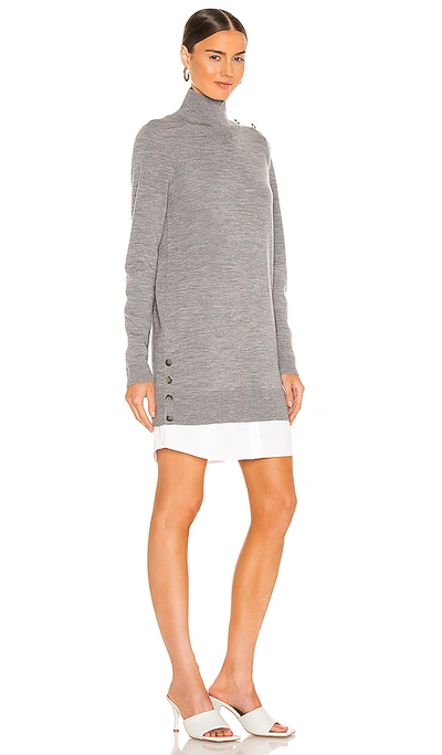 Shop Veronica Beard Soval Mixed Media Dress In Grey Melange