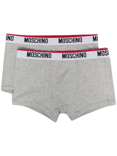 Shop Moschino Logo Waistband Boxer Set In Grey