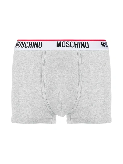 Shop Moschino Logo Waistband Boxer Set In Grey