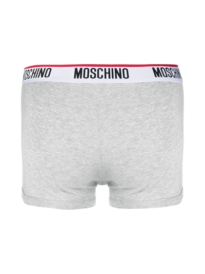 Shop Moschino Logo Waistband Boxer Set In Grey