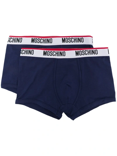 Shop Moschino Logo Waistband Boxers In Blue