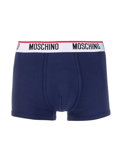 Shop Moschino Logo Waistband Boxers In Blue