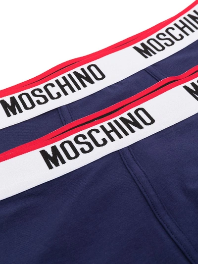 Shop Moschino Logo Waistband Boxers In Blue