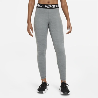 Shop Nike Women's  Pro Mid-rise Mesh-paneled Leggings In Grey