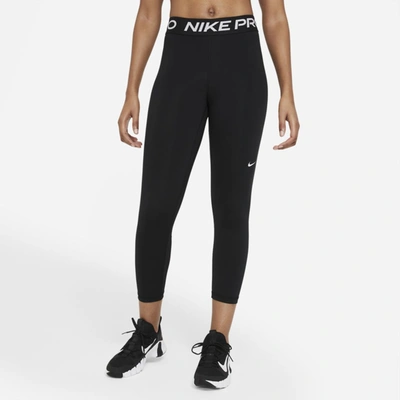 Shop Nike Women's  Pro 365 Mid-rise Cropped Mesh Panel Leggings In Black