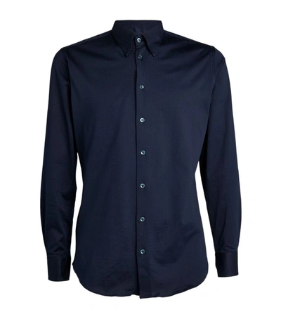 Shop Giorgio Armani Cotton Formal Shirt In Blue