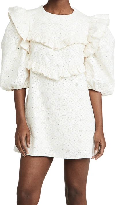 Shop En Saison Embroidered Denim Dress In Off White