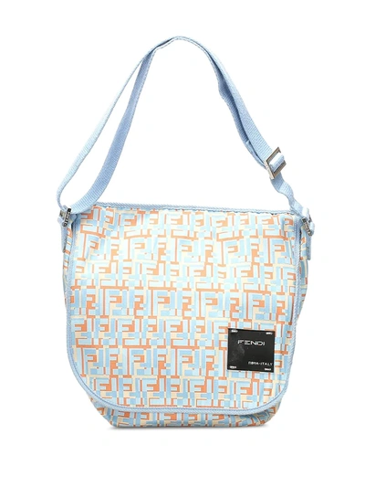 Pre-owned Fendi Ff-print Shoulder Bag In Blue