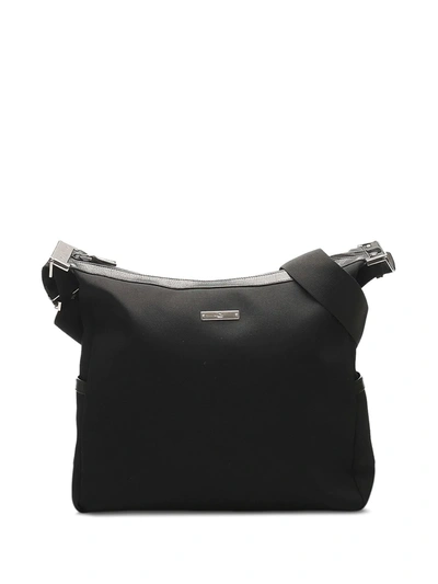 Pre-owned Gucci Logo Plaque Crossbody Bag In Black