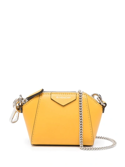 Shop Givenchy Baby Antigona Leather Mini Bag In Yellow