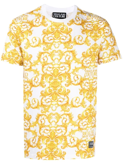 Shop Versace Jeans Couture Barocco-print Short-sleeved T-shirt In White