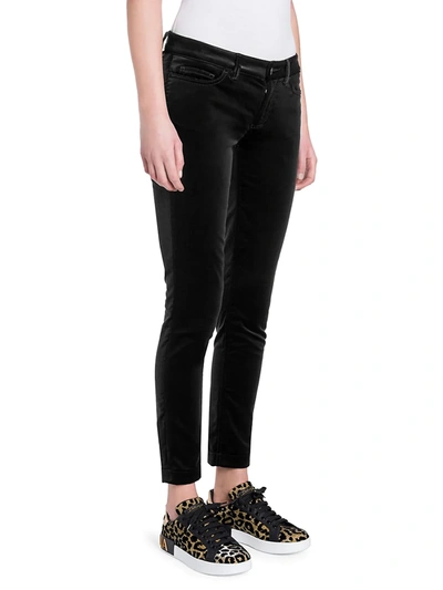 Shop Dolce & Gabbana Women's Velvet Straight-leg Pants In Black