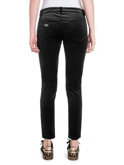 Shop Dolce & Gabbana Women's Velvet Straight-leg Pants In Black
