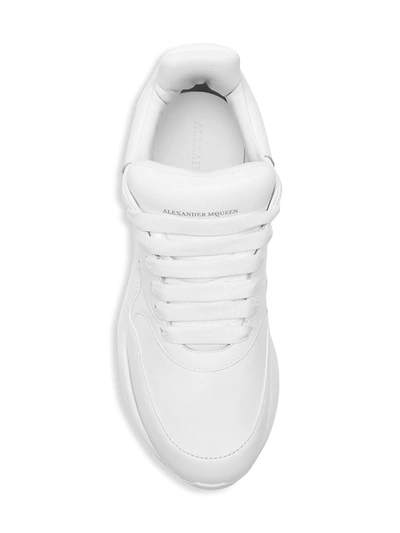 Shop Alexander Mcqueen Women's Women's Leather Platform Wedge Sneakers In Optical White