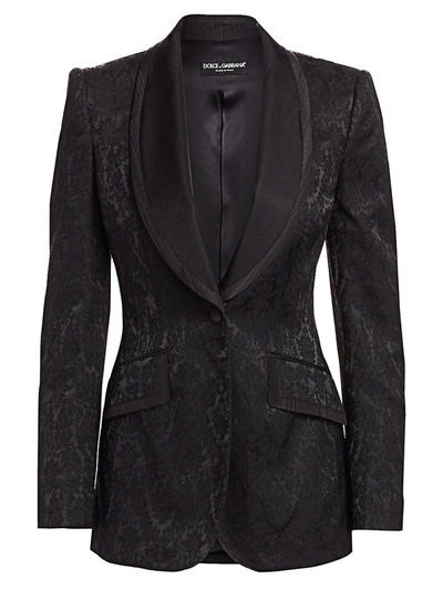 Shop Dolce & Gabbana Women's Jacquard Shawl Collar Blazer In Black