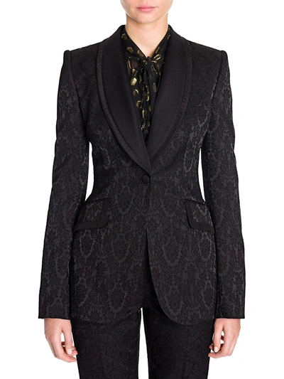 Shop Dolce & Gabbana Women's Jacquard Shawl Collar Blazer In Black