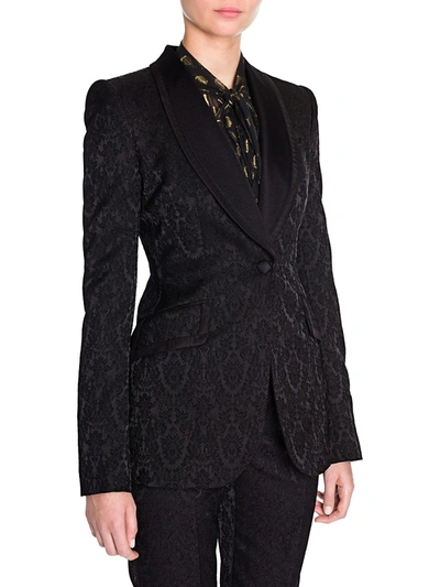 Shop Dolce & Gabbana Women's Jacquard Shawl Collar Blazer In Black
