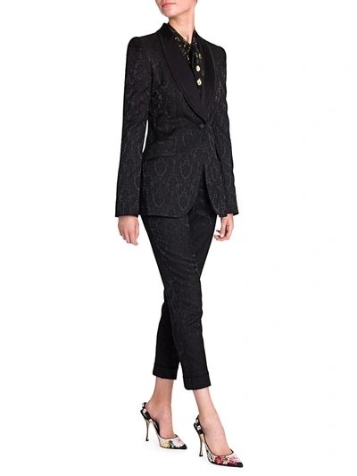 Shop Dolce & Gabbana Women's Jacquard Shawl Collar Blazer In Black