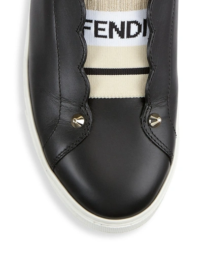 Shop Fendi Women's Rockoko Slip-on Leather Sneakers In Black