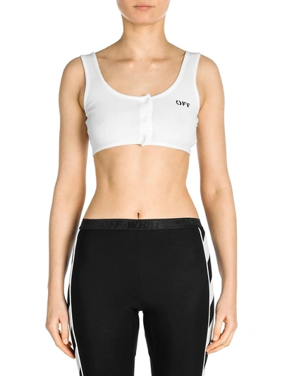 Shop Off-white Women's Buttoned Sports Bra In White Black