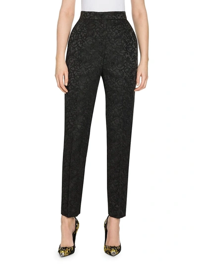 Shop Dolce & Gabbana Women's Jacquard Skinny Pants In Black