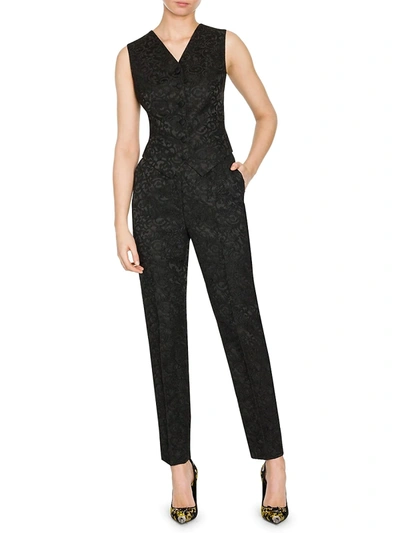 Shop Dolce & Gabbana Women's Jacquard Skinny Pants In Black