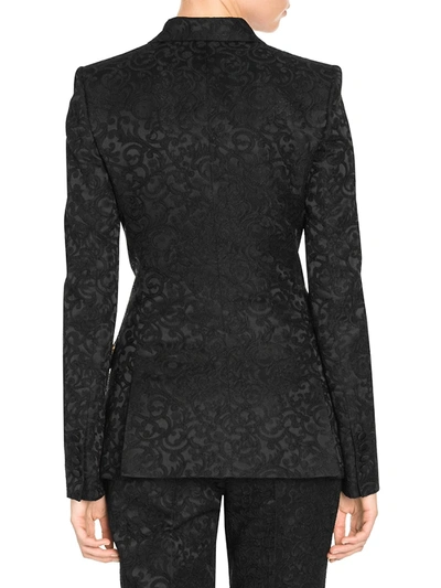 Shop Dolce & Gabbana Women's Floral Jacquard Double Breasted Blazer In Black