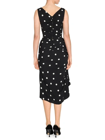 Shop Dolce & Gabbana Women's Sleeveless Polka Dot Ruffle Dress In Black White
