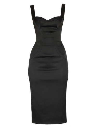 Shop Dolce & Gabbana Women's Stretch Satin Bustier Dress In Black