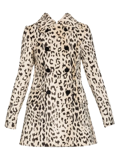 Shop Dolce & Gabbana Women's Leopard-print Double-breasted Goat Hair Coat In Natural Leo