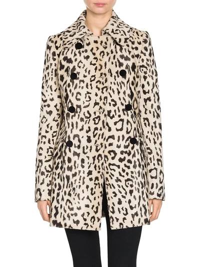 Shop Dolce & Gabbana Women's Leopard-print Double-breasted Goat Hair Coat In Natural Leo