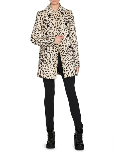 Shop Dolce & Gabbana Women's Leopard-print Double-breasted Goat Hair Coat In Natural Leo