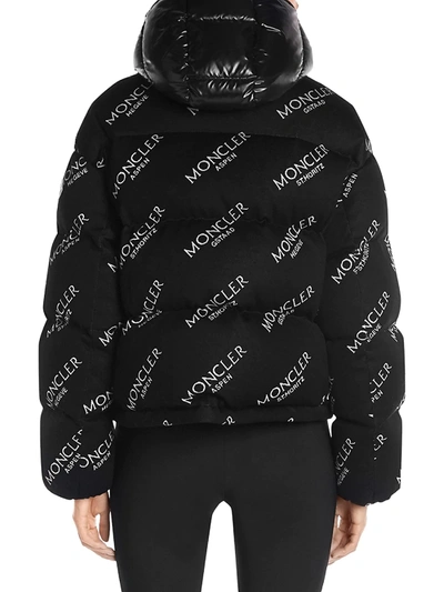 Shop Moncler Women's Caille Logo Puffer Jacket In Black