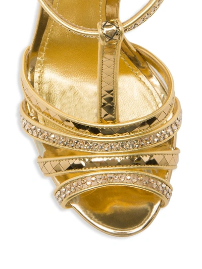 Shop Dolce & Gabbana Women's Embellished Peep-toe T-strap Sandals In Gold