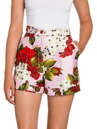Shop Dolce & Gabbana Women's Floral Shorts In Light Pink Red