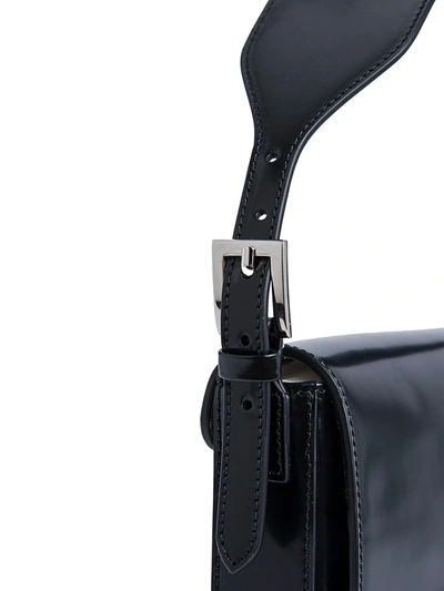 Shop By Far Manu Semi-patent Leather Baguette In Black