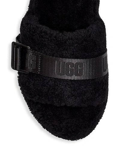 Shop Ugg Women's Fluffita Dyed Sheepskin Sandals In Black